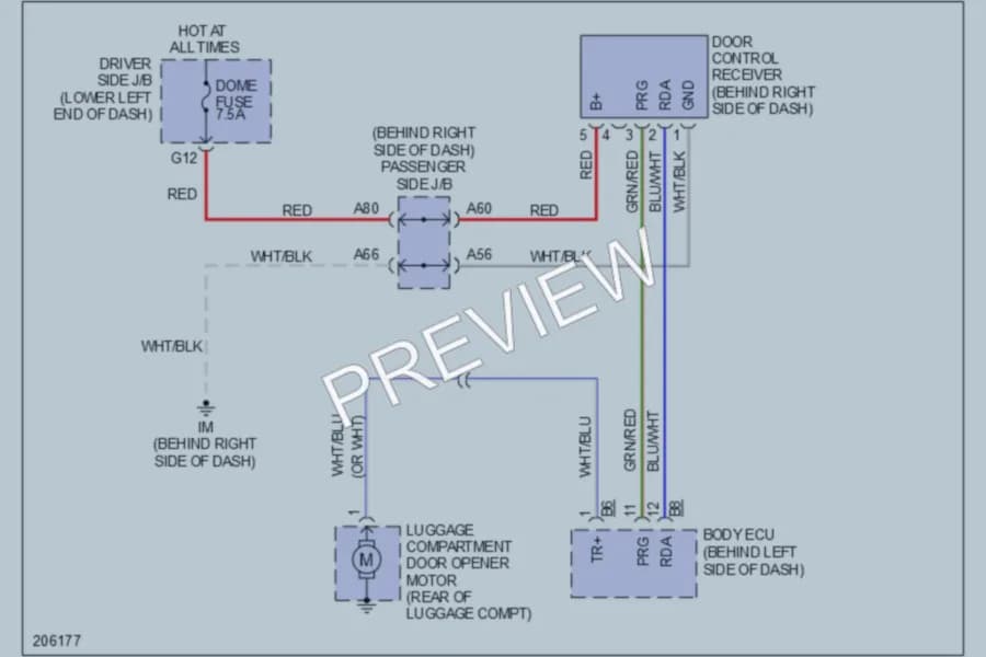 2005 Toyota Solara Trunk Tailgate Fuel Door wiring diagram preview