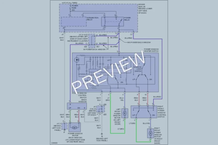2005 Toyota Tundra Power Windows wiring diagram preview