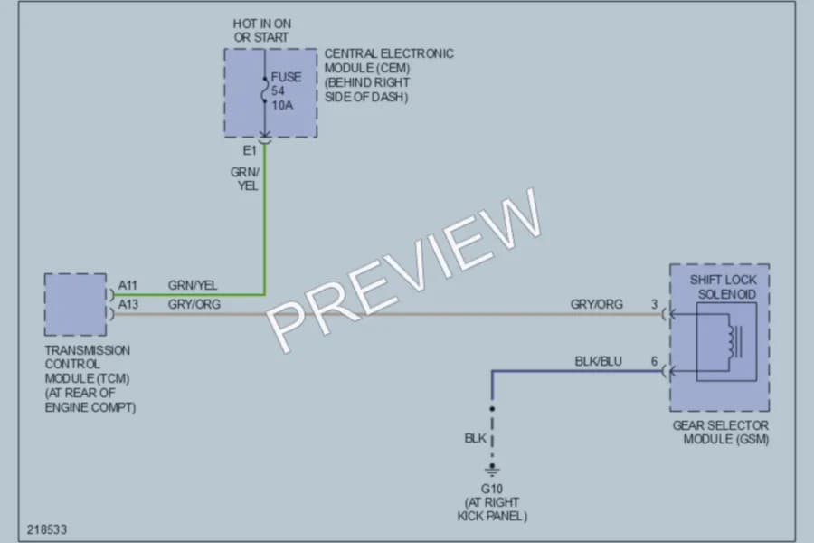 2005 Volvo S40 Shift Interlock wiring diagram preview