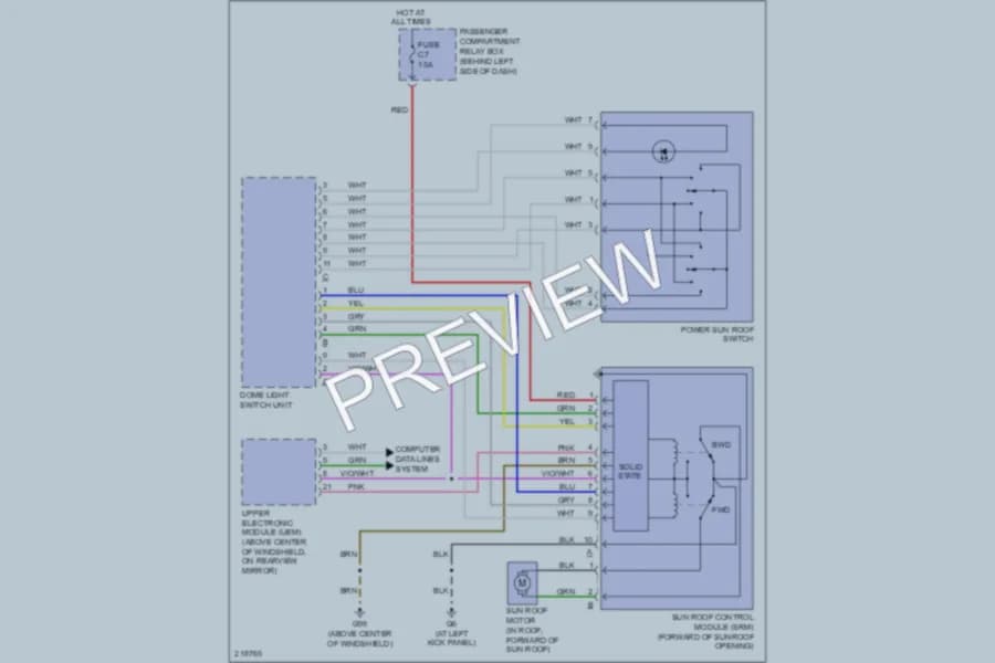 2005 Volvo S80 Power Top Sunroof wiring diagram preview
