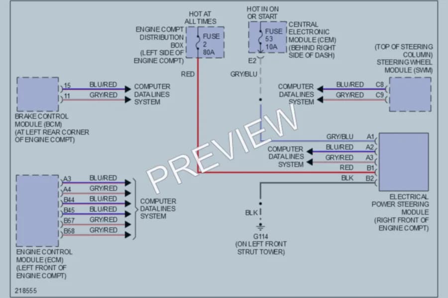 2005 Volvo V50 Electronic Power Steering wiring diagram preview
