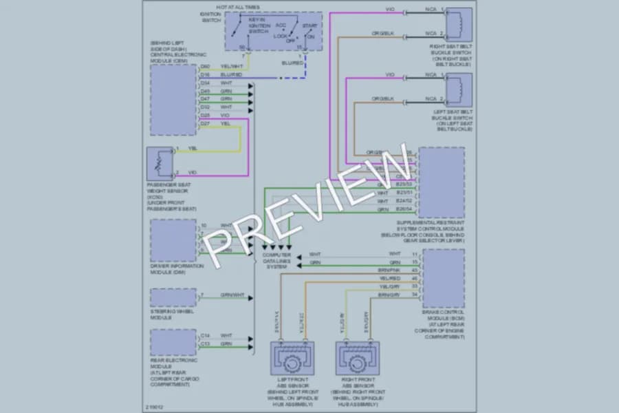 2005 Volvo V70 Warning Systems wiring diagram preview