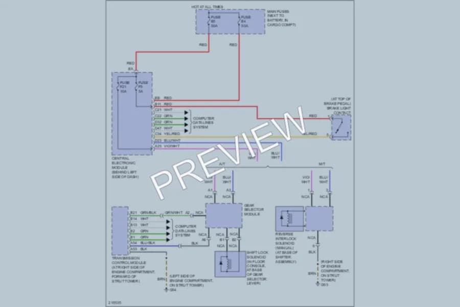 2005 Volvo XC90 Shift Interlock wiring diagram preview
