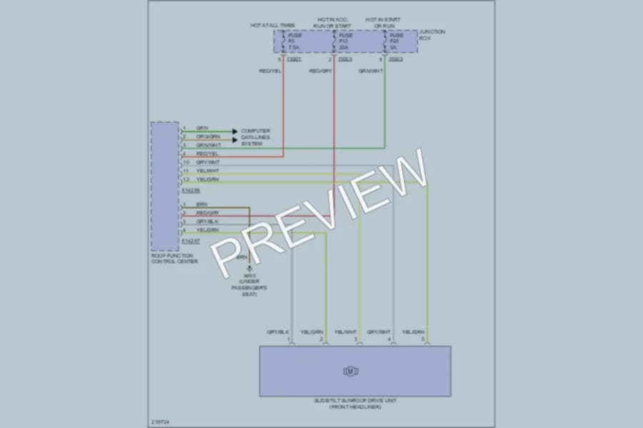2006 BMW 330i Power Top Sunroof wiring diagram preview
