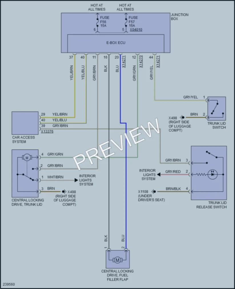 2006 BMW 330i Trunk Tailgate Fuel Door wiring diagram preview