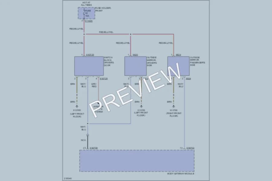 2006 BMW 525i Power Mirrors wiring diagram preview
