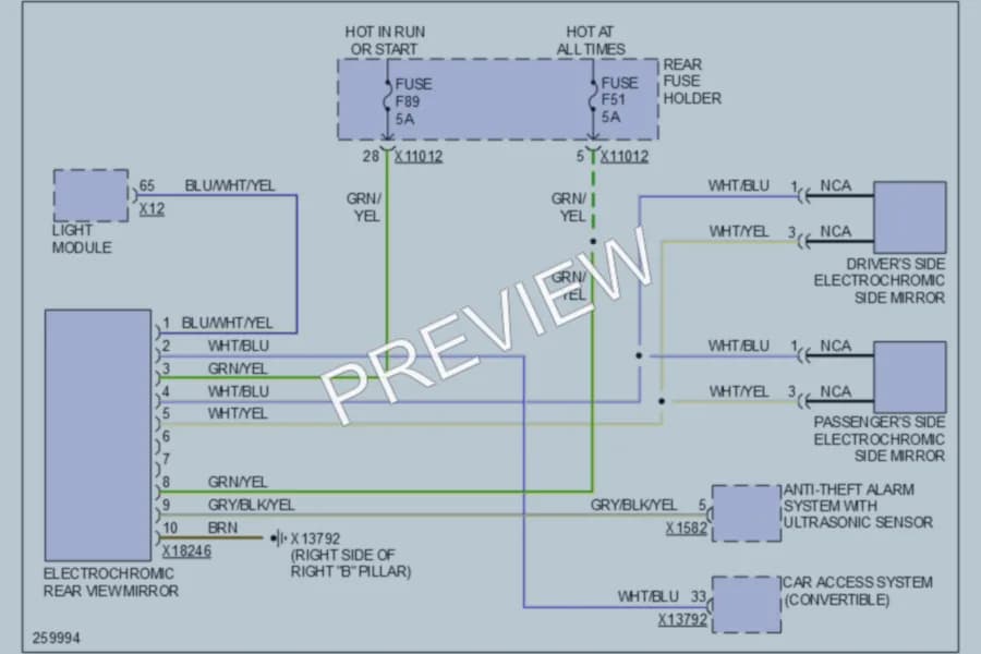 2006 BMW 650i Power Mirrors wiring diagram preview