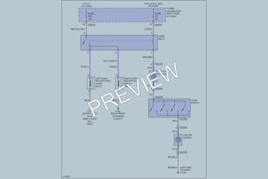 2006 BMW X3 Horn wiring diagram preview
