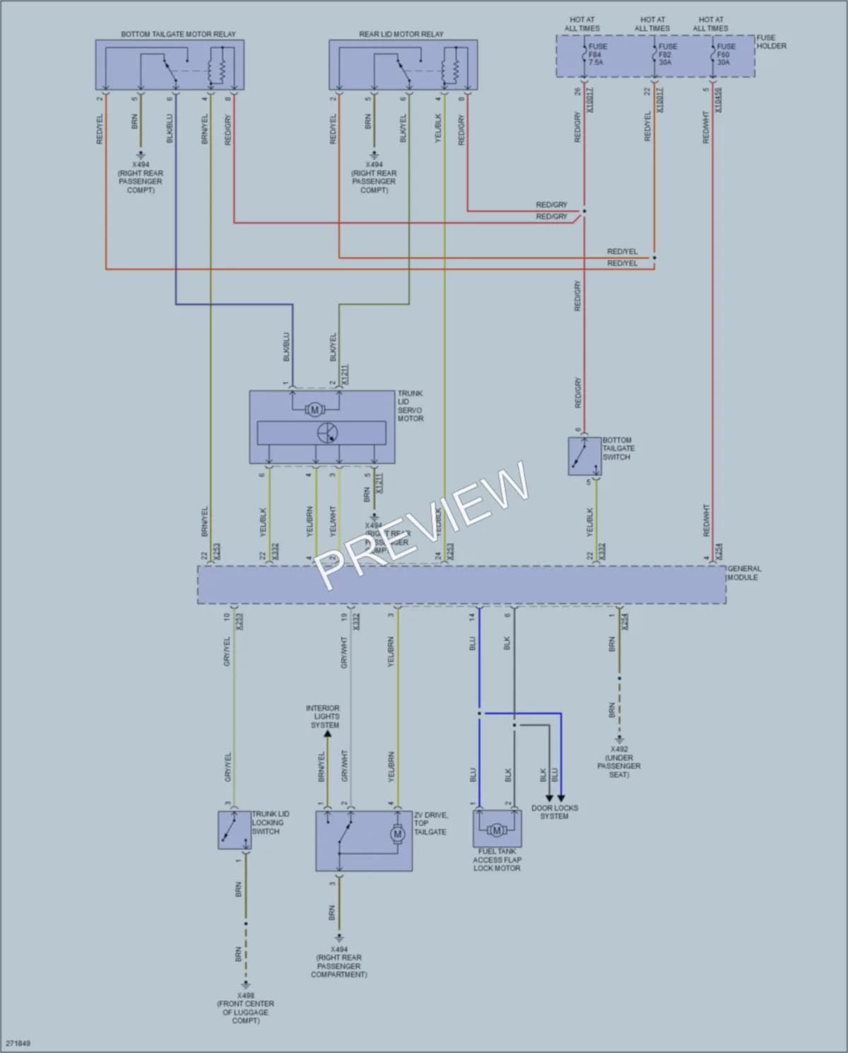 2006 BMW X5 Trunk Tailgate Fuel Door wiring diagram preview
