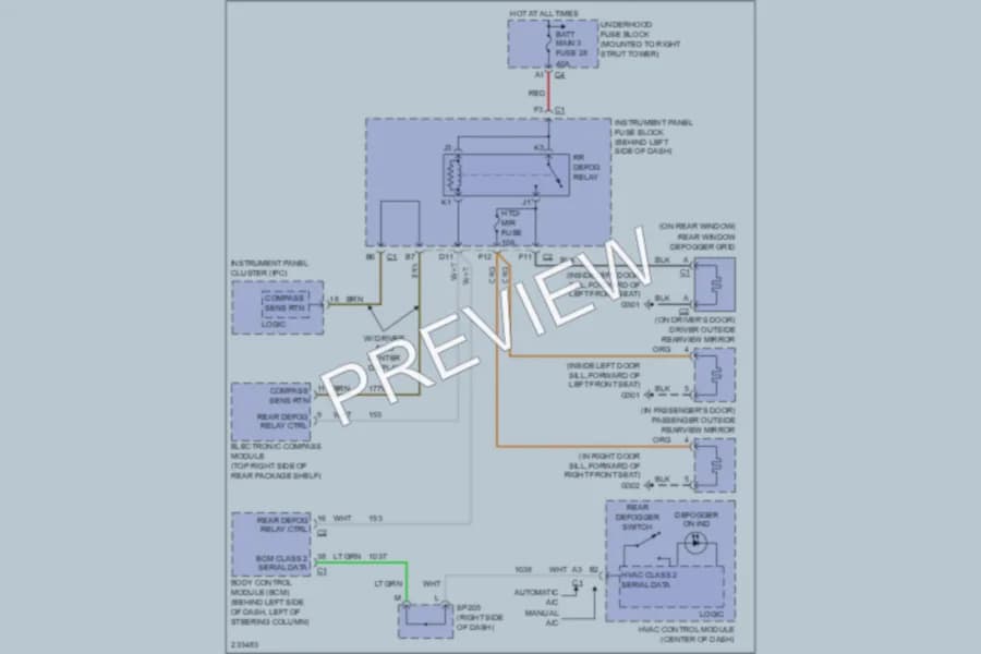 2006 Buick LaCrosse Defoggers wiring diagram preview