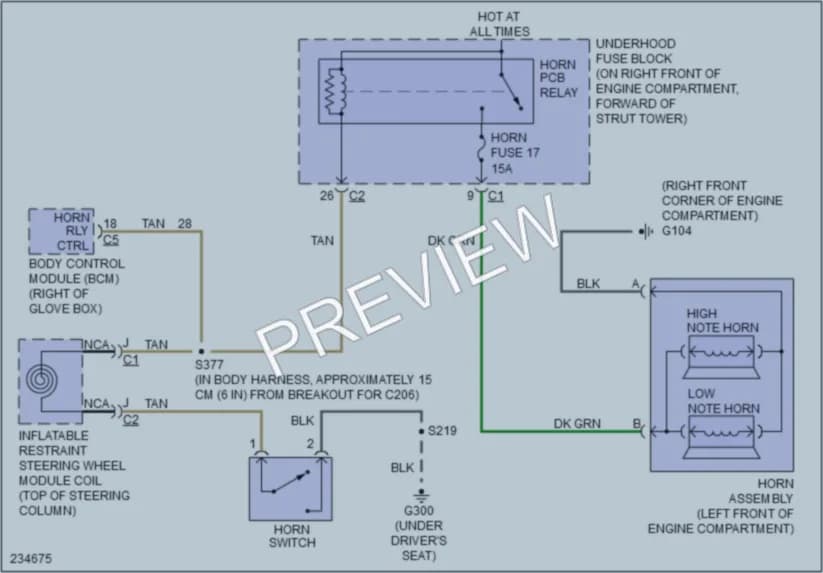 2006 Buick Lucerne Horn wiring diagram preview