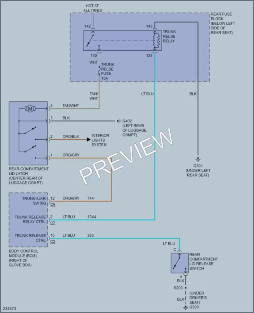 2006 Buick Lucerne Trunk Tailgate Fuel Door wiring diagram preview