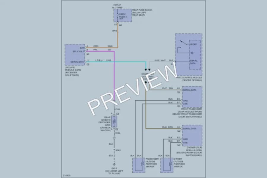 2006 Buick Rainier Defoggers wiring diagram preview