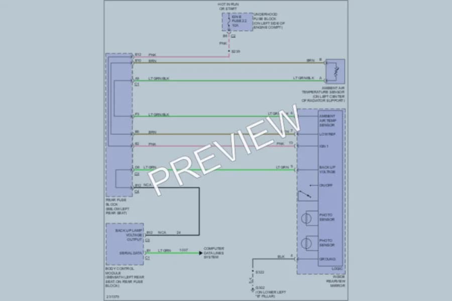 2006 Buick Rainier Power Mirrors wiring diagram preview