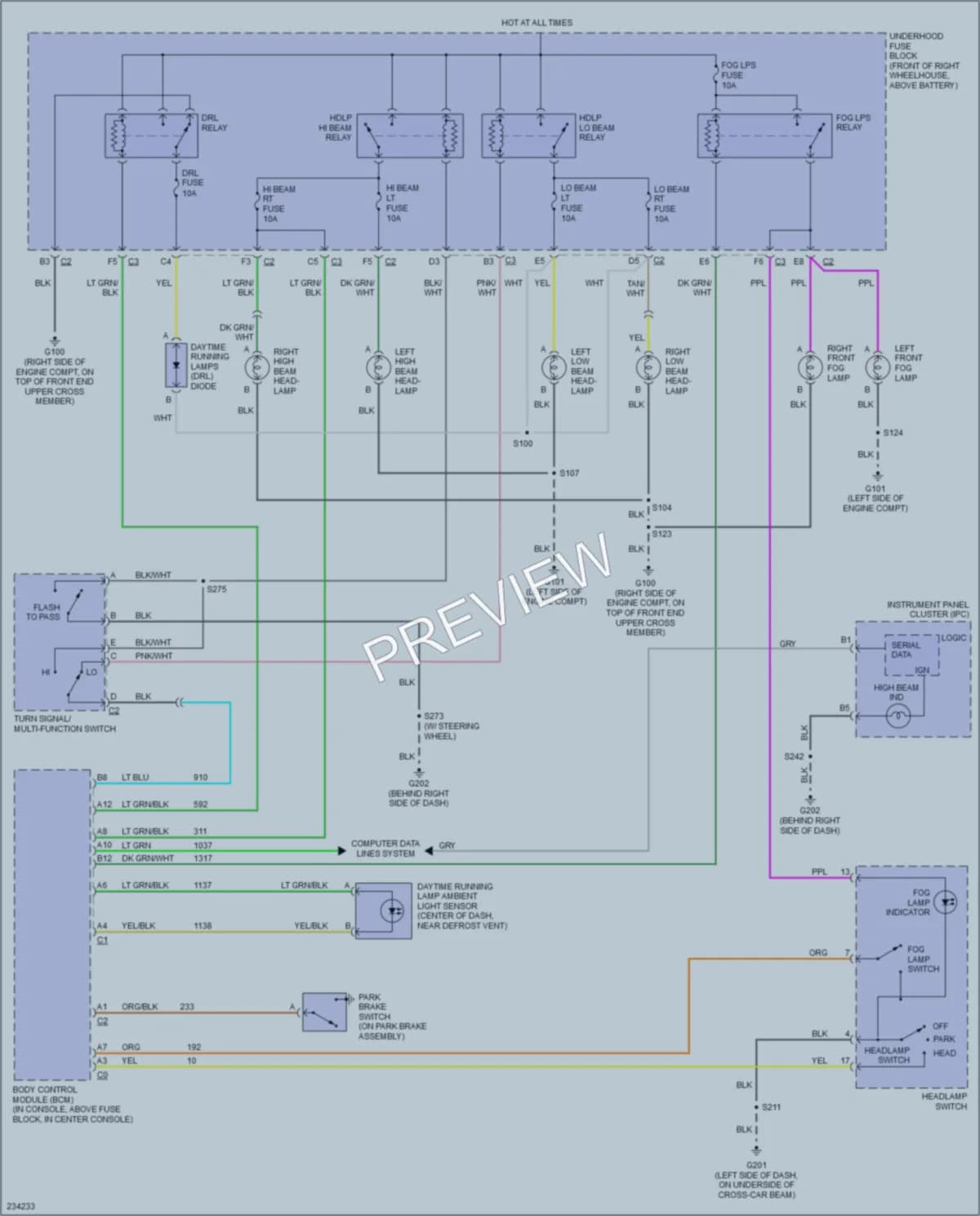 2006 Buick Rendezvous Headlights wiring diagram preview