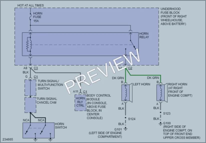 2006 Buick Rendezvous Horn wiring diagram preview