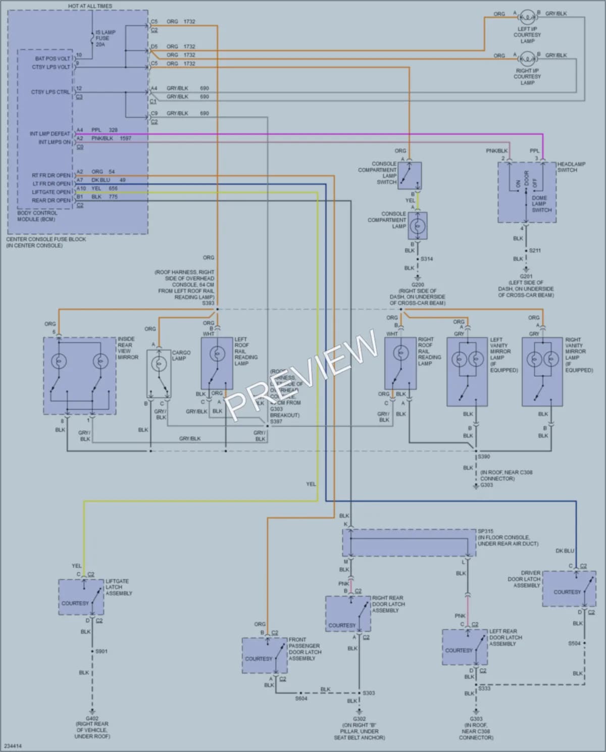 2006 Buick Rendezvous Interior Lights wiring diagram preview
