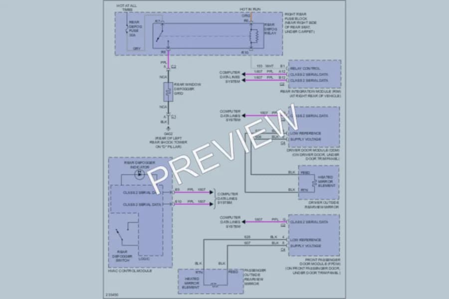 2006 Cadillac SRX Defoggers wiring diagram preview