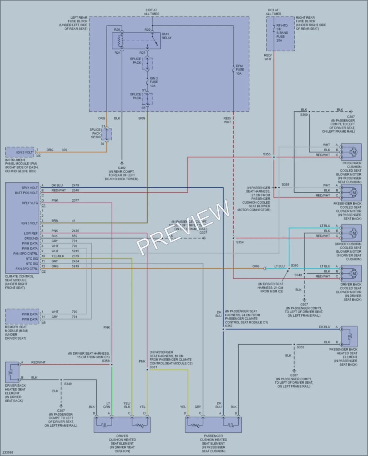 2006 Cadillac STS Power Seats wiring diagram preview