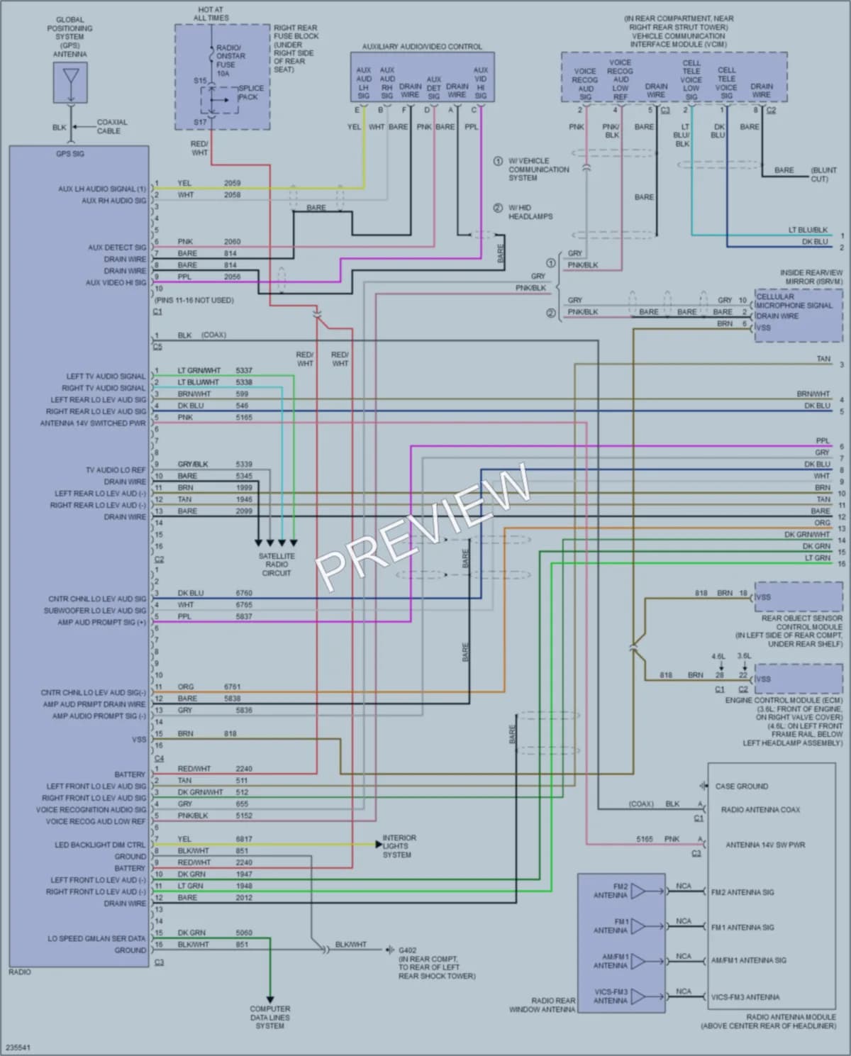 2006 Cadillac STS Radio wiring diagram preview