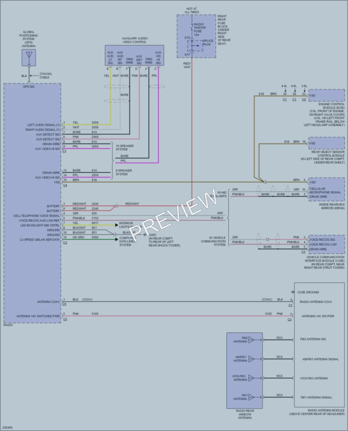 2006 Cadillac STSV Navigation wiring diagram preview