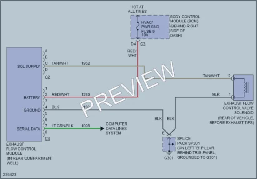 2006 Cadillac XLR Electronic Muffler wiring diagram preview