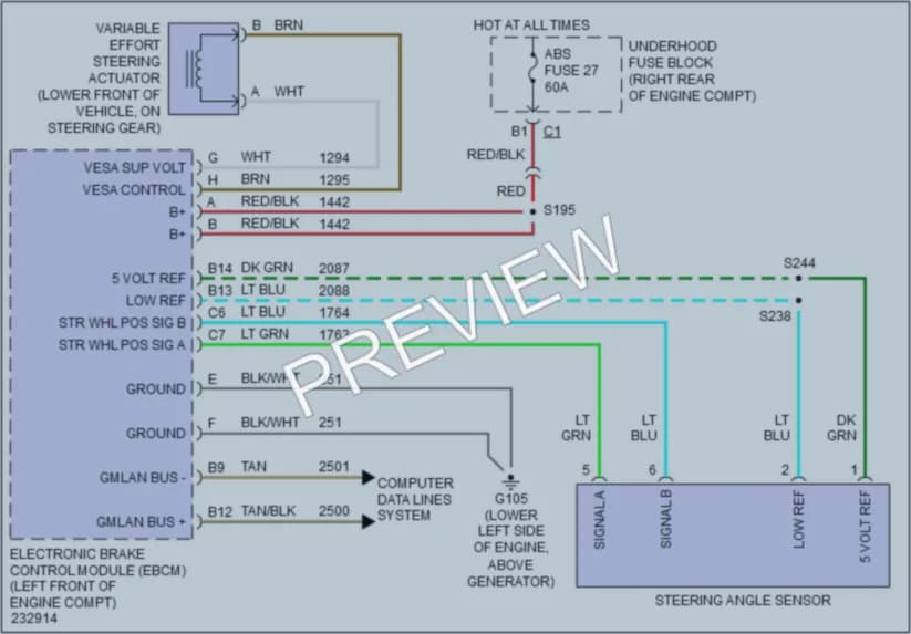 2006 Cadillac XLRV Electronic Power Steering wiring diagram preview