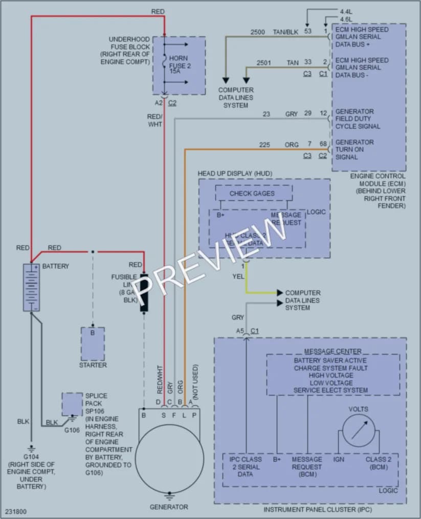 2006 Cadillac XLRV Starting Charging wiring diagram preview