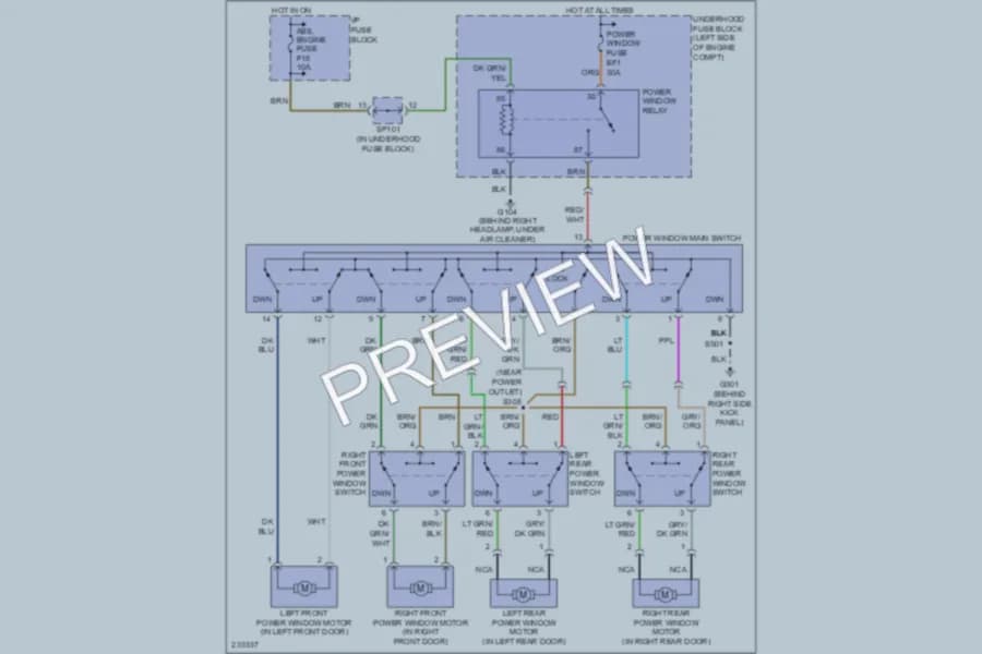 2006 Chevrolet Aveo Power Windows wiring diagram preview