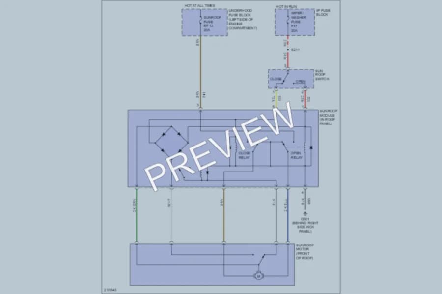 2006 Chevrolet Aveo5 Power Top Sunroof wiring diagram preview