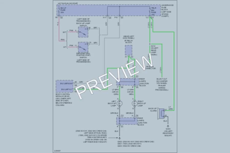 2006 Chevrolet 1500 Hd Exterior Lights wiring diagram preview with protected circuit layout