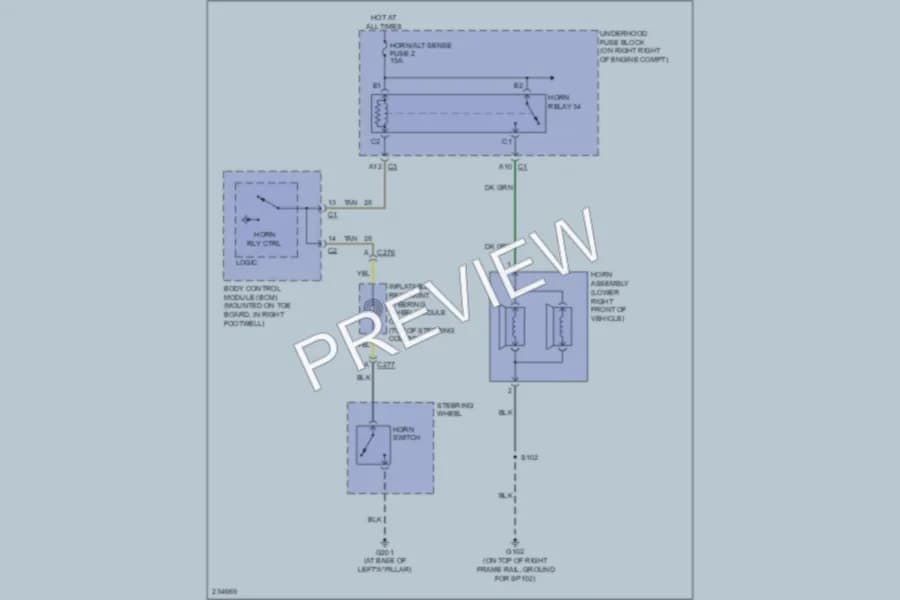 2006 Chevrolet Corvette Horn wiring diagram preview