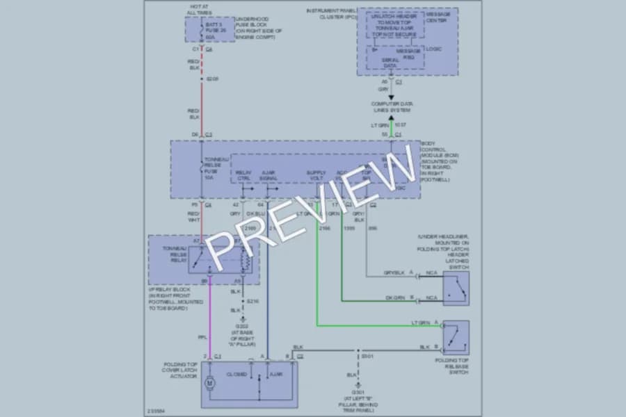 2006 Chevrolet Corvette Trunk Tailgate Fuel Door wiring diagram preview