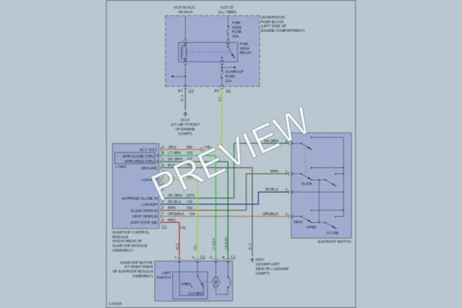 2006 Chevrolet Equinox Power Top Sunroof wiring diagram preview