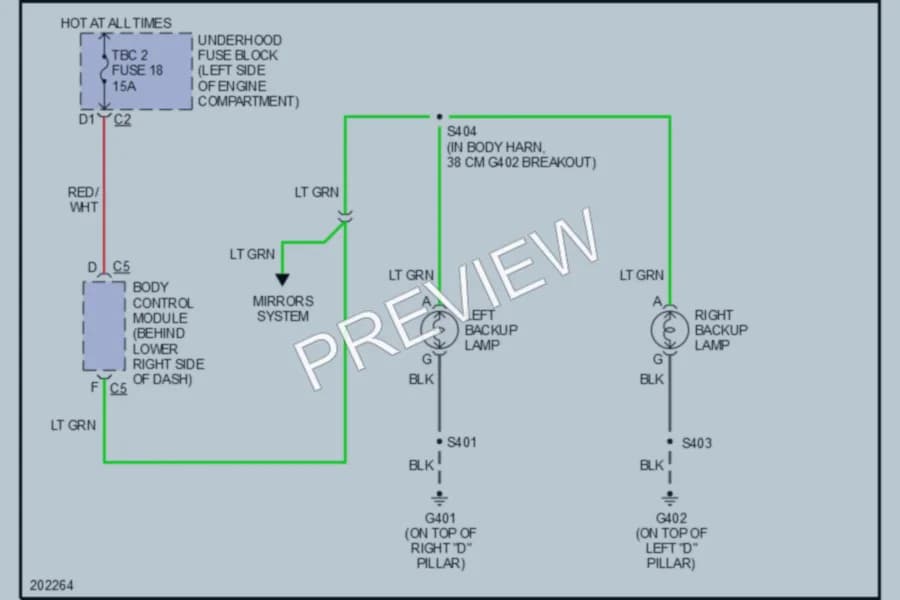 2006 Chevrolet H1500 Exterior Lights wiring diagram preview with protected circuit layout