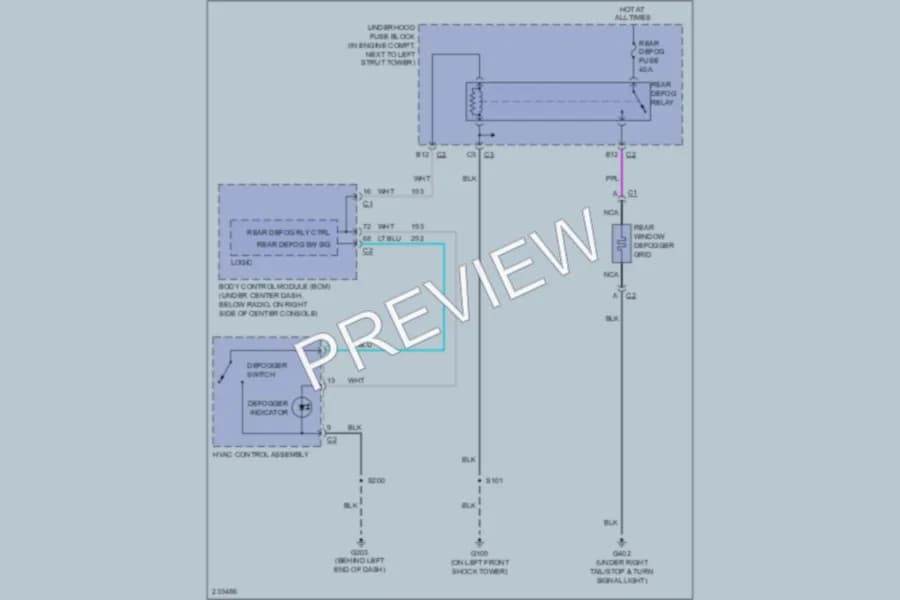 2006 Chevrolet HHR Defoggers wiring diagram preview