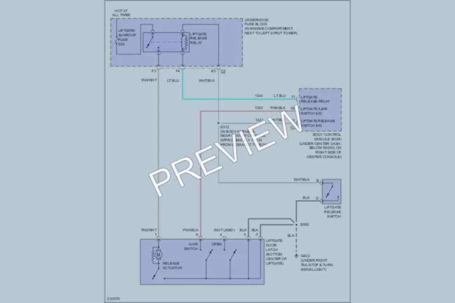 2006 Chevrolet HHR Trunk Tailgate Fuel Door wiring diagram preview