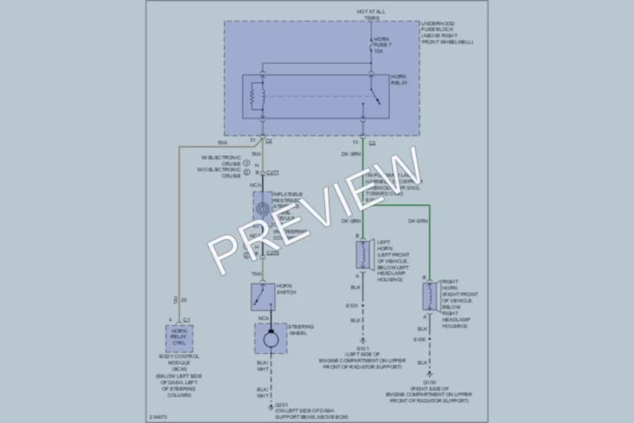 2006 Chevrolet Uplander Horn wiring diagram preview