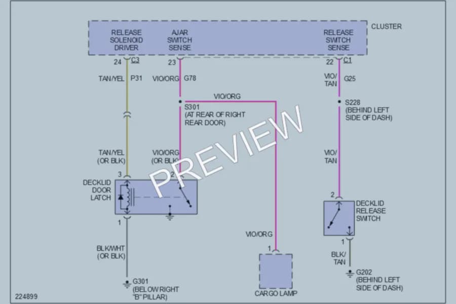 2006 Chrysler 300 Trunk Tailgate Fuel Door wiring diagram preview