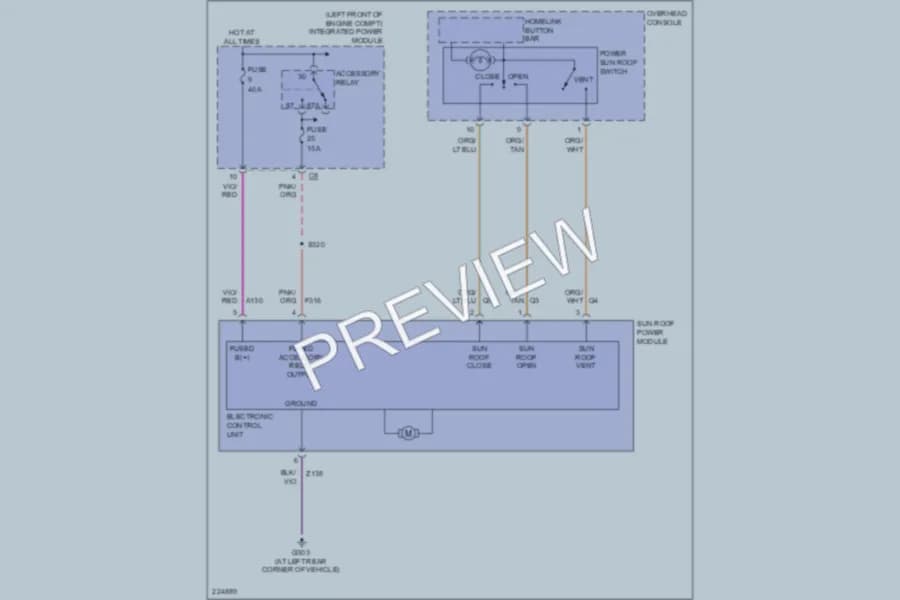 2006 Chrysler Pacifica Power Top Sunroof wiring diagram preview