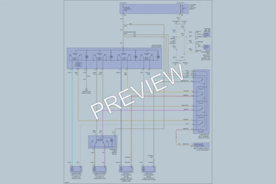 2006 Chrysler 2D Convertible Power Windows wiring diagram preview with protected circuit layout