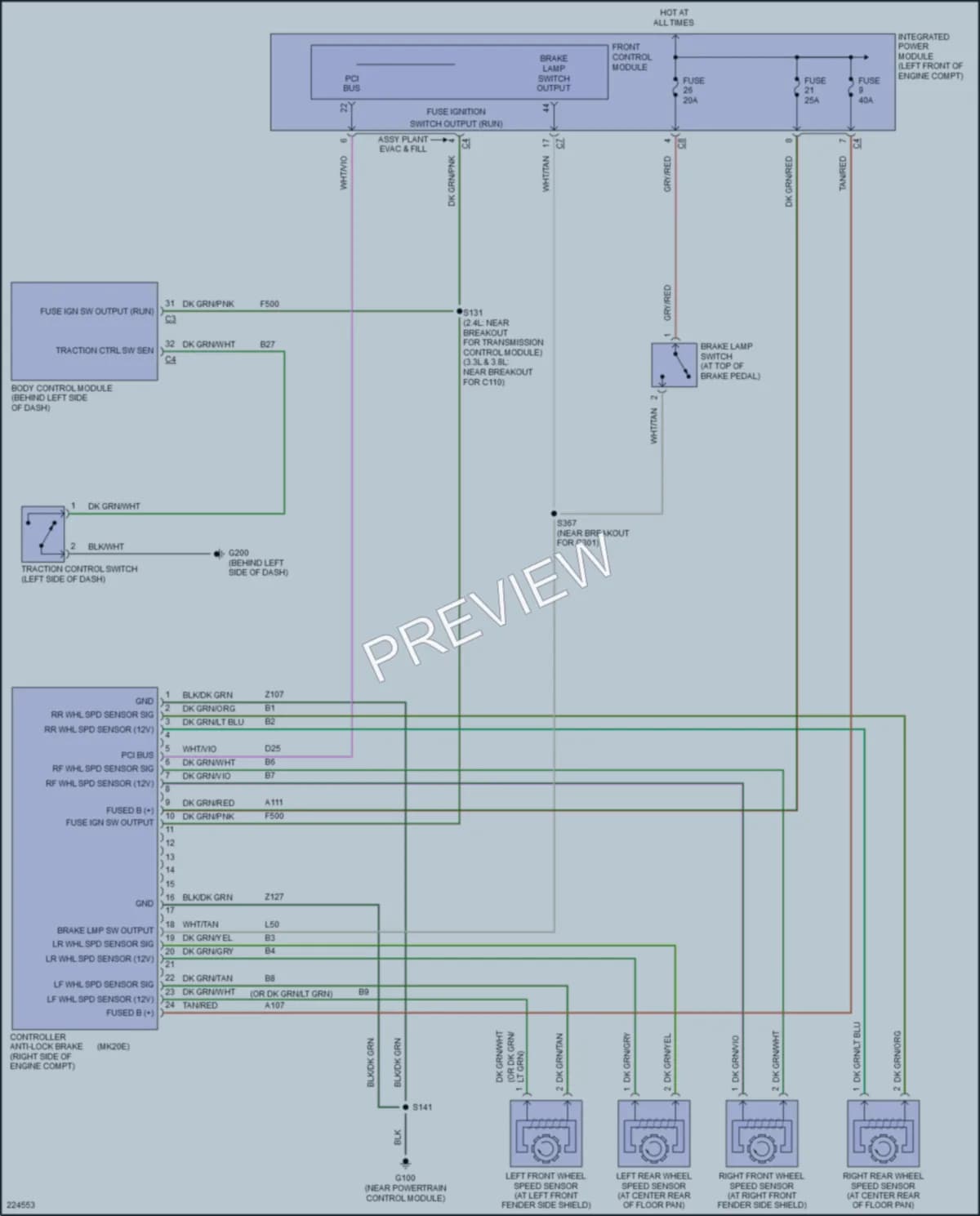 2006 Chrysler TownCountry Anti Lock Brakes wiring diagram preview