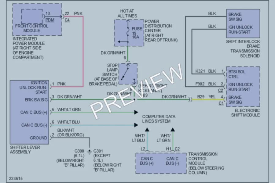 2006 Dodge Charger Shift Interlock wiring diagram preview