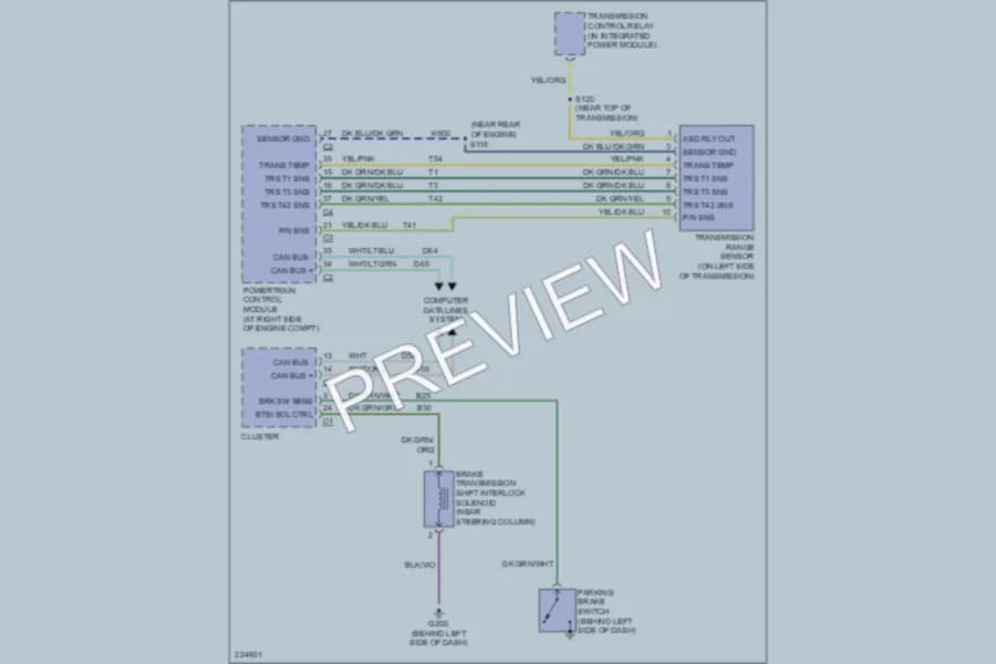 2006 Dodge Dakota Shift Interlock wiring diagram preview