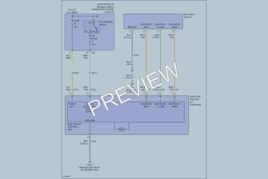 2006 Dodge GrandCaravan Power Top Sunroof wiring diagram preview