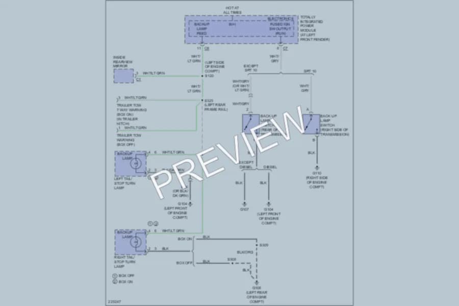 2006 Dodge R1500 Exterior Lights wiring diagram preview with protected circuit layout