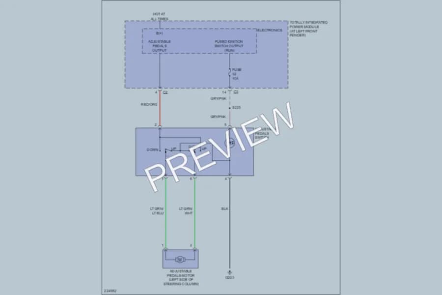 2006 Dodge R1500 Power Seats wiring diagram preview with protected circuit layout