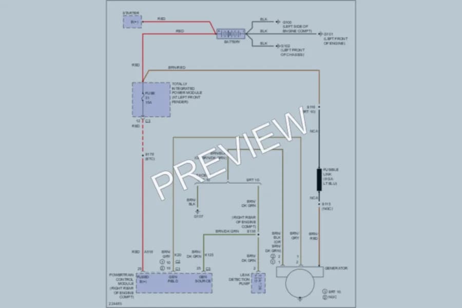 2006 Dodge R3500 Starting Charging wiring diagram preview with protected circuit layout