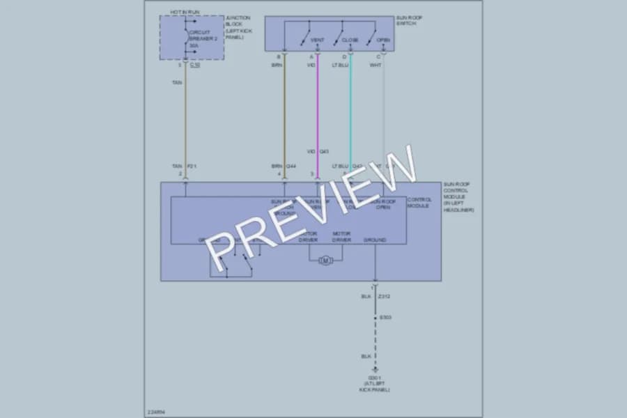 2006 Dodge Stratus Power Top Sunroof wiring diagram preview