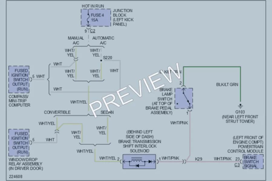 2006 Dodge Stratus Shift Interlock wiring diagram preview
